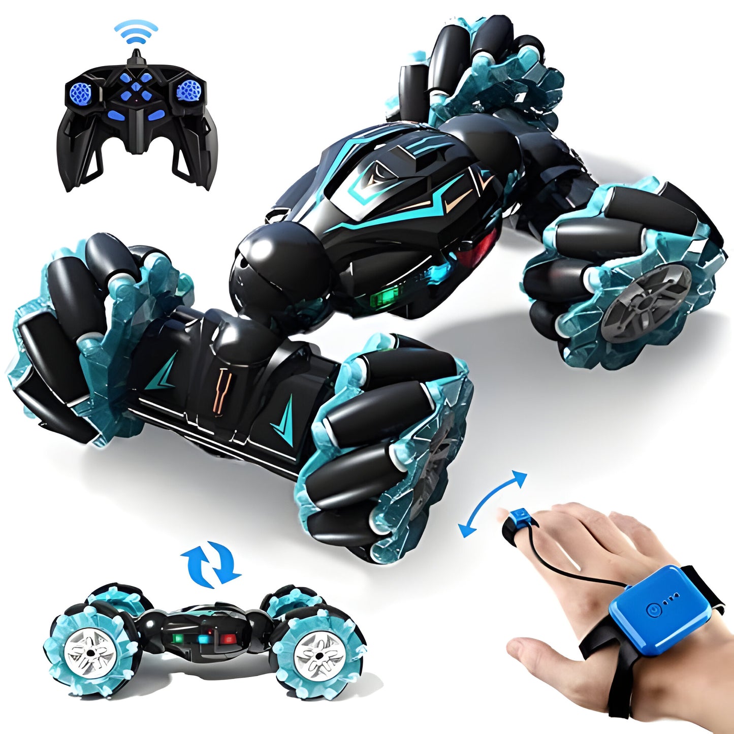 Stunt Car, 2.4Ghz 4Wd Remote Control Gesture Sensor Toy, Double Sided Rotating Off Road Vehicle 360° Flips with Lights Music, for Boys & Girls Birthday, Multi Color
