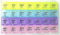 PILL CASE- 4 ROW 28 SQUARES WEEKLY 7 DAYS TABLET BOX HOLDER MEDICINE STORAGE ORGANIZER CONTAINER