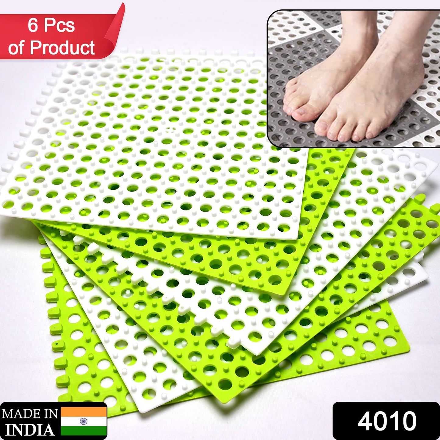 4010 Bath Anti Slip Mat Used while bathing and toilet purposes to avoid slippery floor surfaces. (Pack Of 6) DeoDap