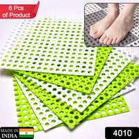 4010 Bath Anti Slip Mat Used while bathing and toilet purposes to avoid slippery floor surfaces. (Pack Of 6) DeoDap