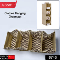 6743 Fabric Hanging 4-Shelf Closet Cloth Organizer DeoDap
