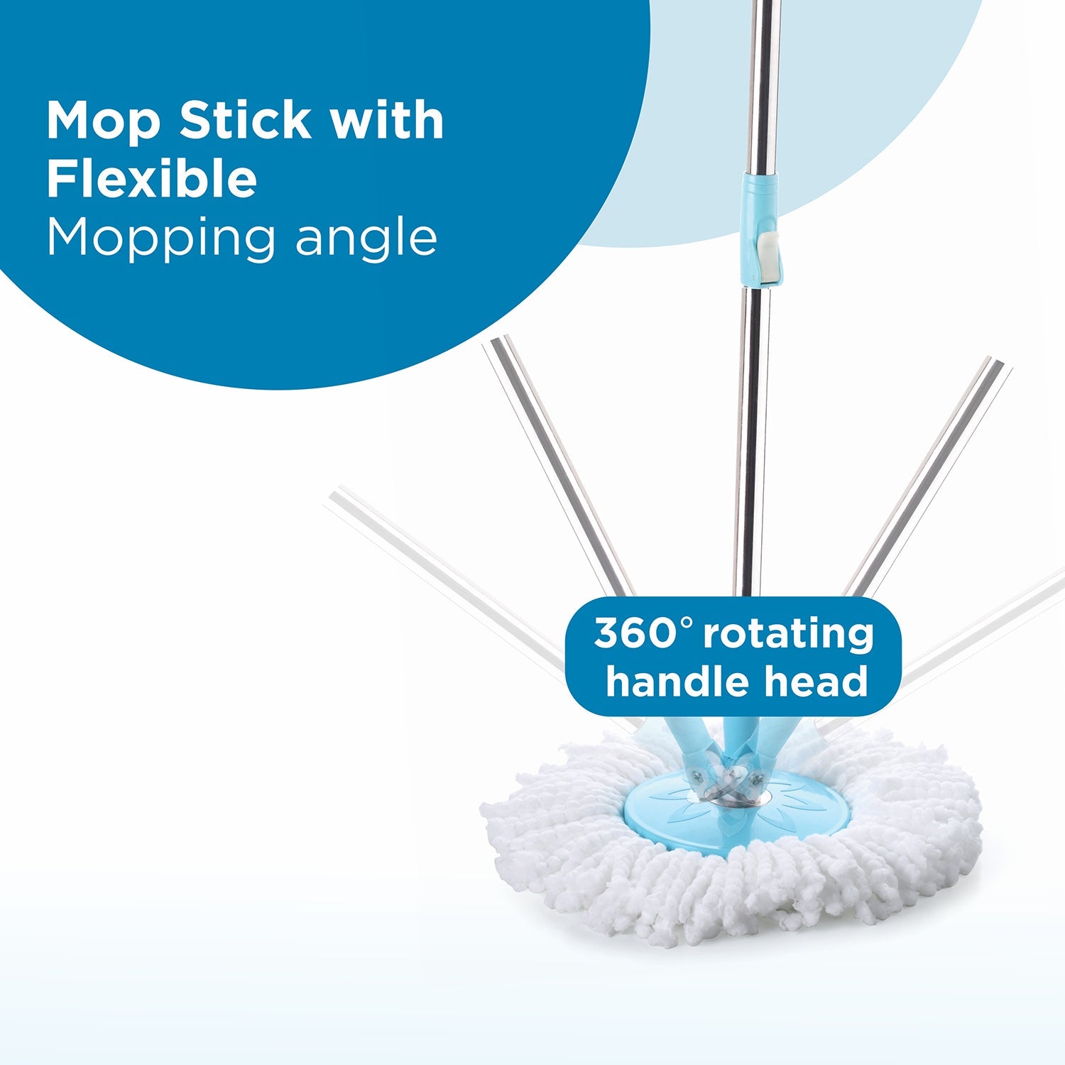 8703 Spin Mop with Bigger Wheels and Plastic Auto Fold Handle for 360 Degree Cleaning DeoDap