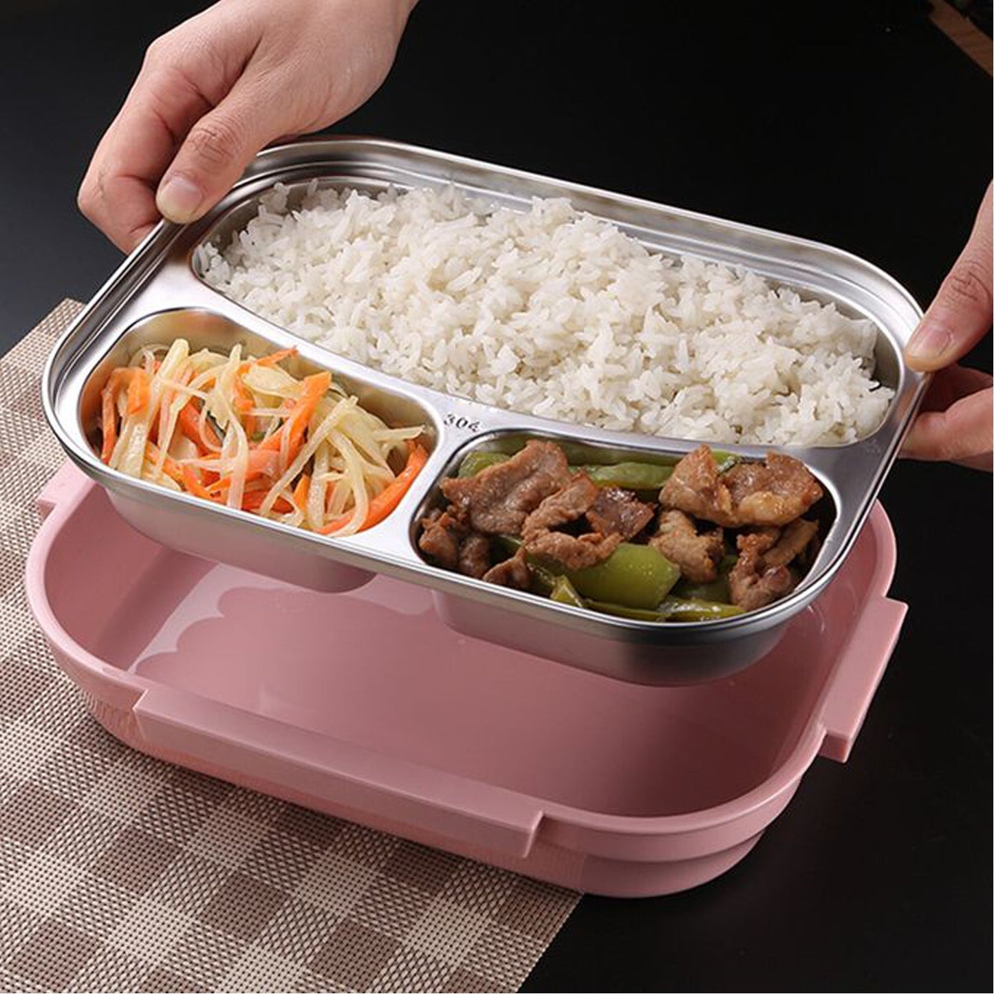 2975 Lunch Box for Kids and adults, Stainless Steel Lunch Box with 3 Compartments. DeoDap
