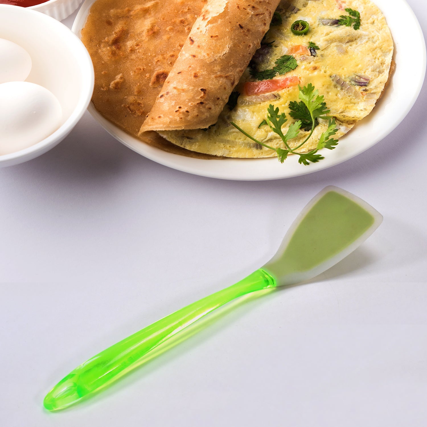 2753 34cm KITCHEN TURNER HEAT RESISTANT SILICONE NON-STICK SILICONE TURNER GRIP WITH LONG HANDLE COOKING TURNER DeoDap