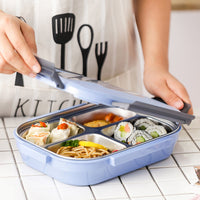 2979 Black Transparent 4 Compartment Lunch Box for Kids and adults, Stainless Steel Lunch Box with 4 Compartments. DeoDap