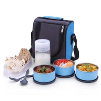 5106 All in One Lunch Box With Fabric Bag For Office & School Use DeoDap