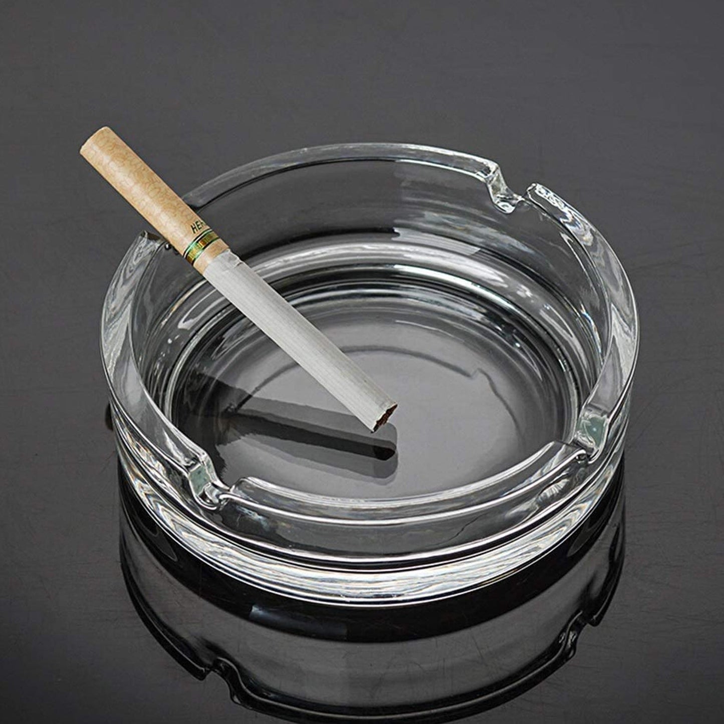 4061 Glass Classic Crystal Quality Cigar Cigarette Ashtray Round Tabletop for Home Office Indoor Outdoor Home Decor DeoDap