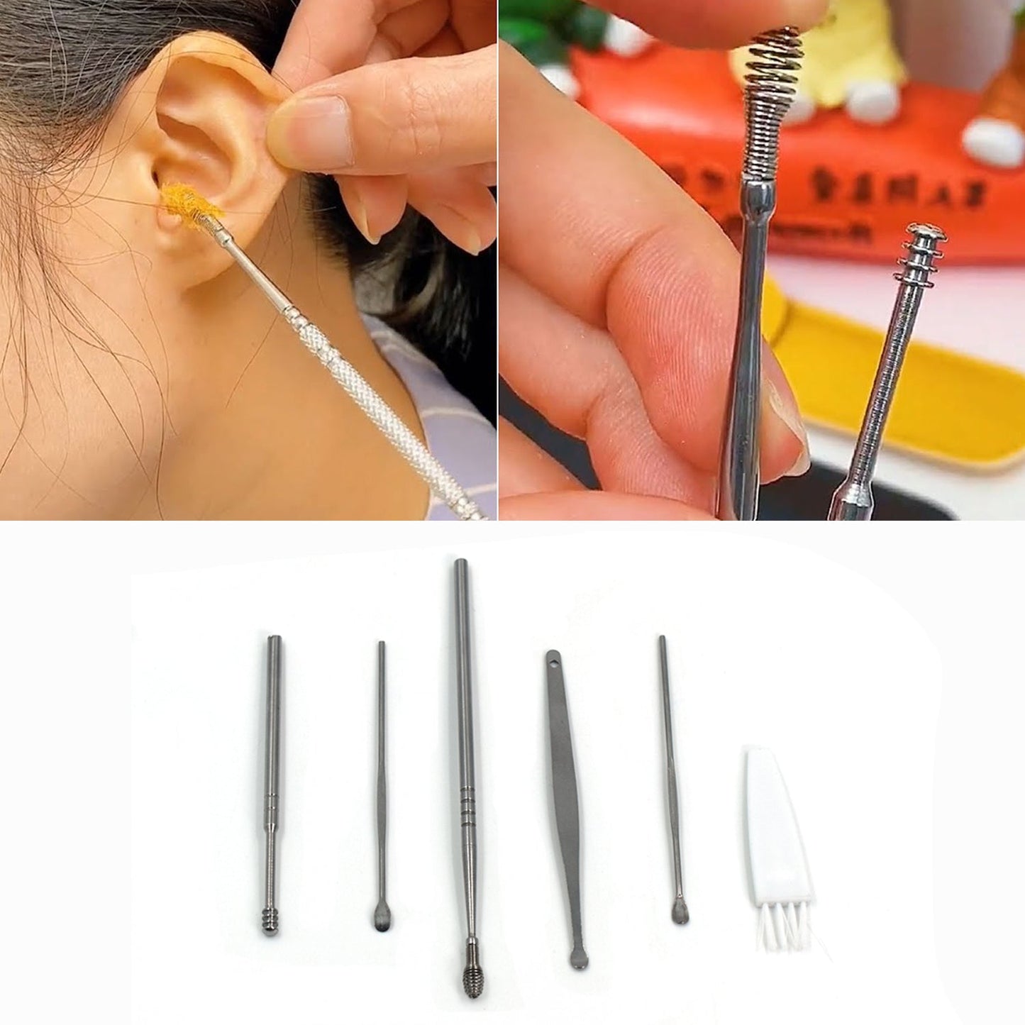 6314 6Pcs Earwax Removal Kit | Ear Cleansing Tool Set | Ear Curette Ear Wax Remover Tool DeoDap