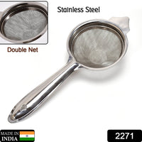 2271 Stainless Steel Double Net Tea Strainer (26 Cm) DeoDap