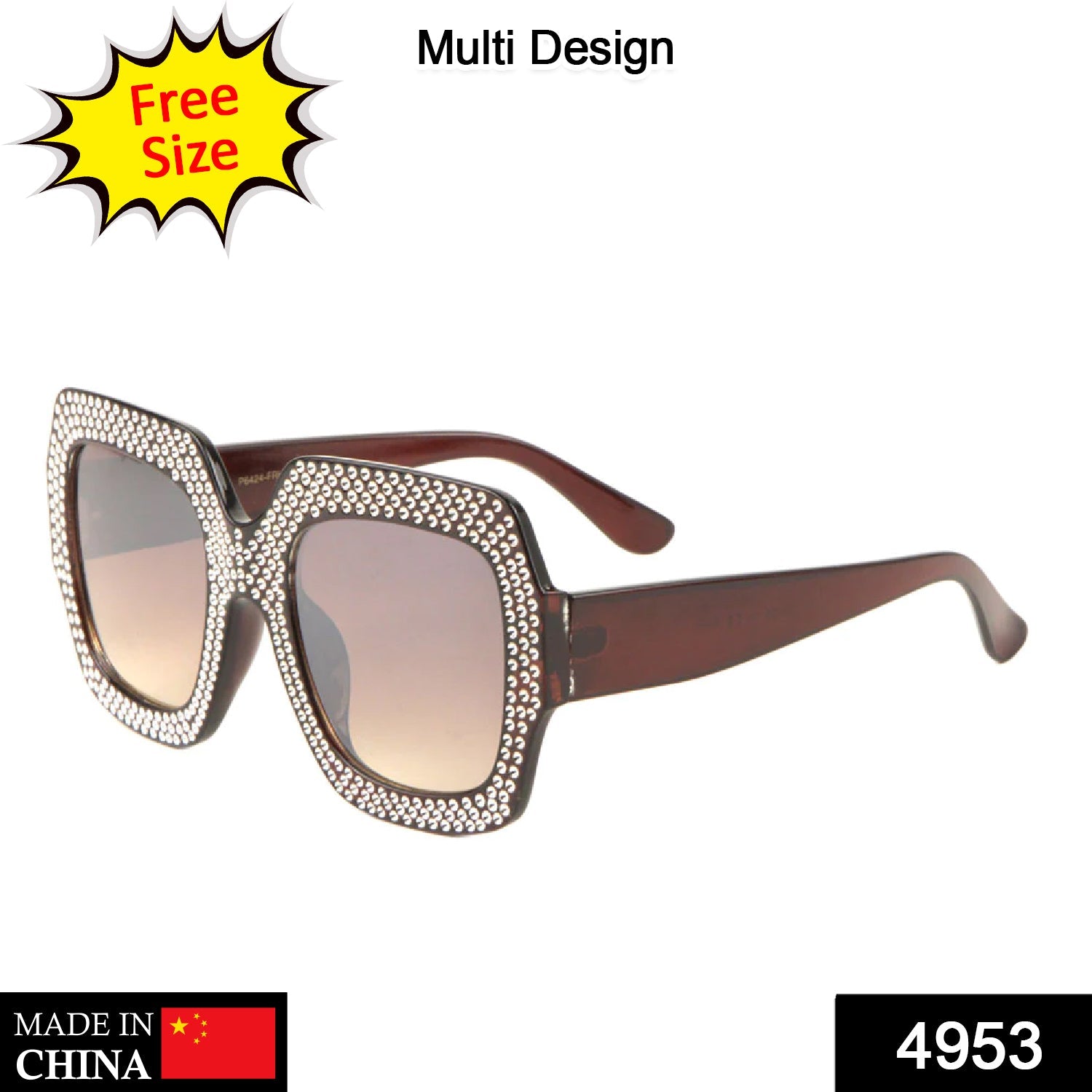 4953 Big Square Diamond Framed Sunglasses DeoDap