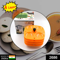 2686 4 Layer Idli Stand used in all kinds of household kitchen purposes for holding and serving idlis. DeoDap