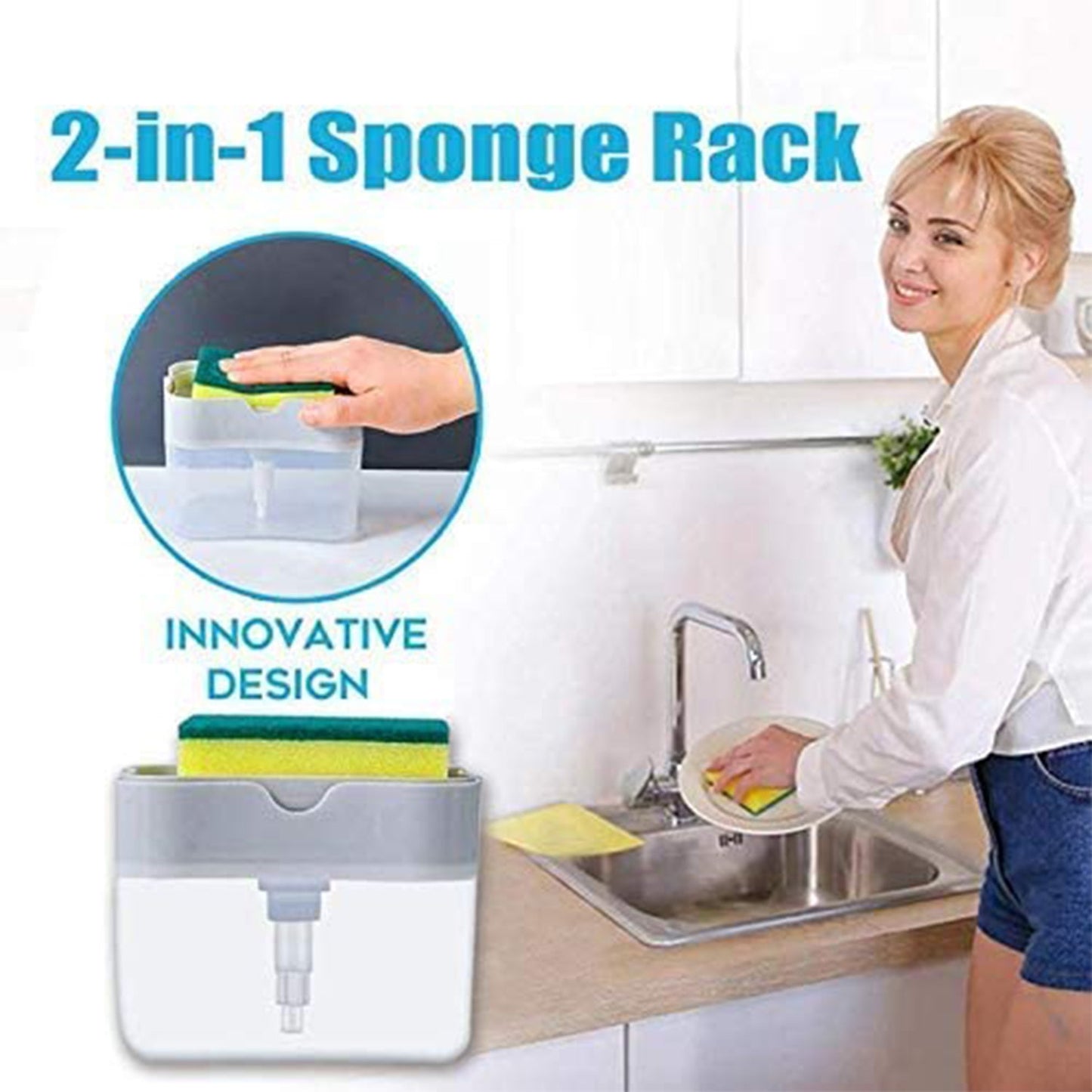 6267 2 in 1 Soap Dispenser for Dishwasher Liquid Holder , Liquid Dispenser Through Pump DeoDap