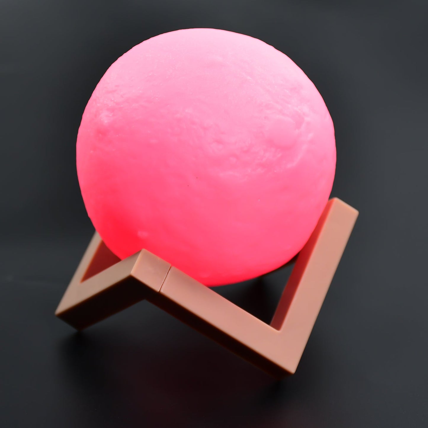 6274 Moon Night Lamp Pink Color with Wooden Stand Night Lamp for Bedroom DeoDap