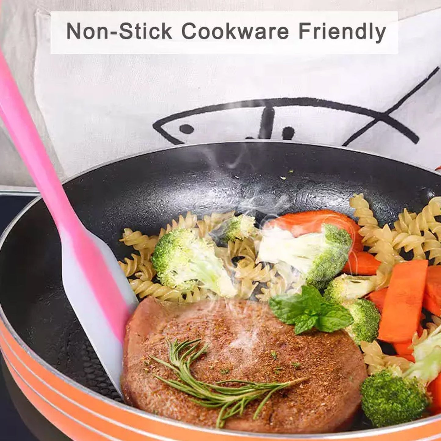 2359 Silicone Non-Stick Heat Resistant Spatula Kitchen Utensils Non-Stick for Cooking. (1pc) DeoDap