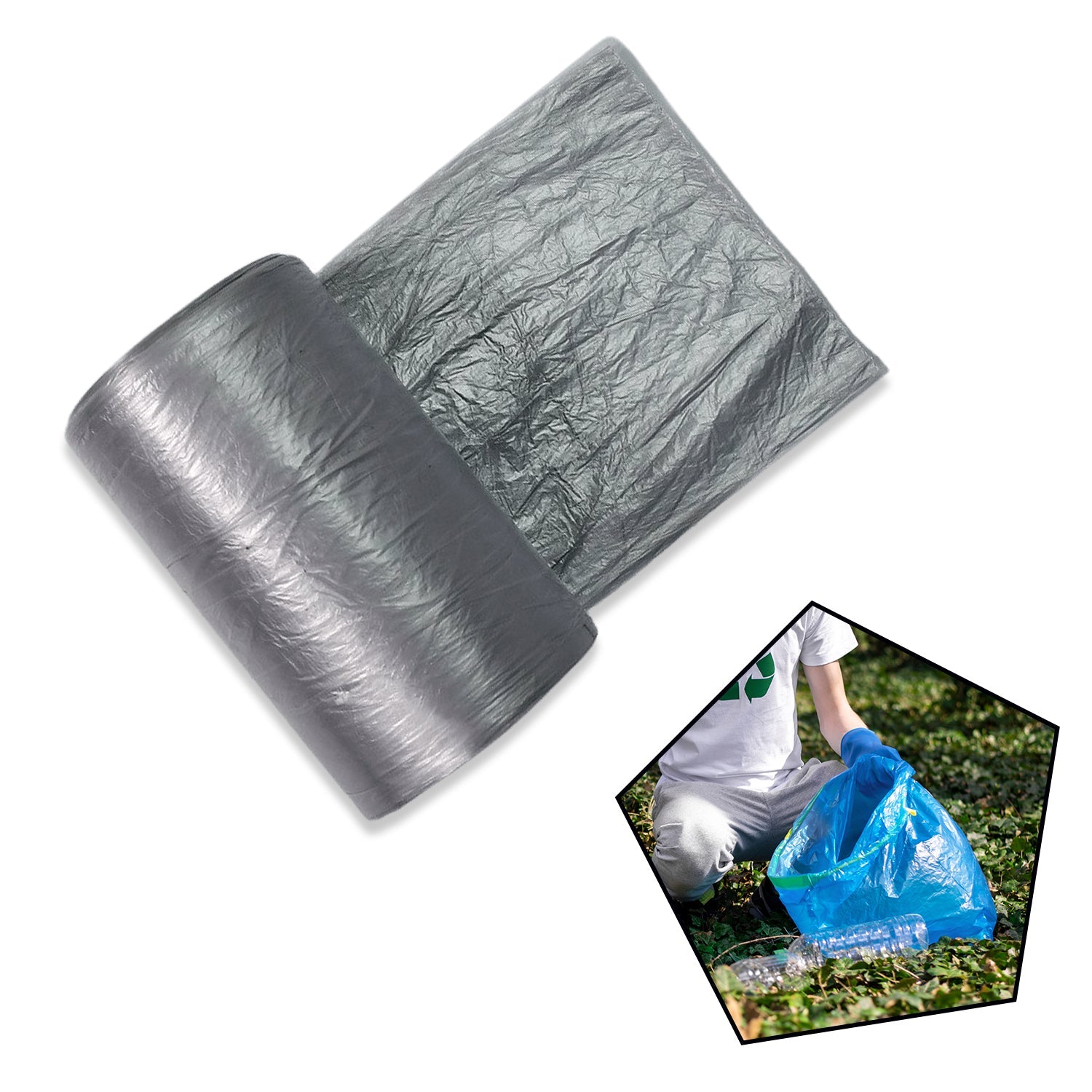 9256 1Roll Big Grey Garbage Bags/Dustbin Bags/Trash Bags DeoDap