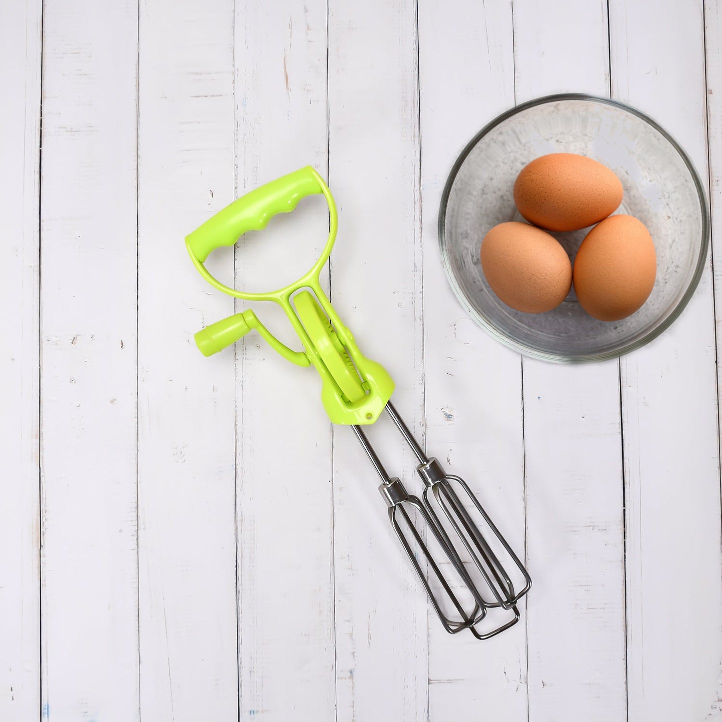 2297 Manual Rotary Egg Beater with Handle Hand Egg Mixer Blender Rotation Kitchen Handheld Whisk DeoDap