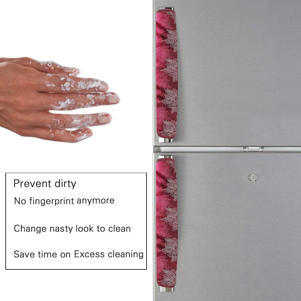4928  Fridge Cover Handle Cover Polyester High Material Cover For All Fridge Handle Use ( Set Of 2 Pcs ) Multi Design DeoDap