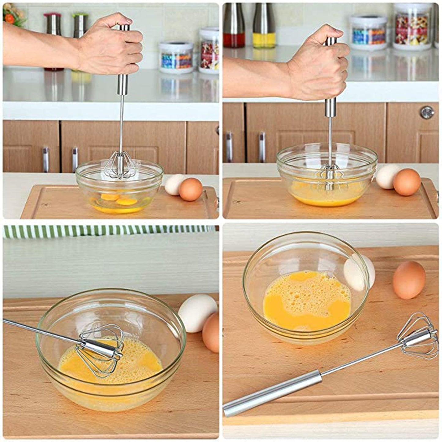 2102 Stainless Steel Hand Pressure Rotary Egg Beater, Manual Whip Cream Whisks Baking Tools. DeoDap