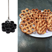 2917 Non Stick Achappam Maker Achappam Mould with Stay Cool Handle Rose Cookie Maker (Black) DeoDap