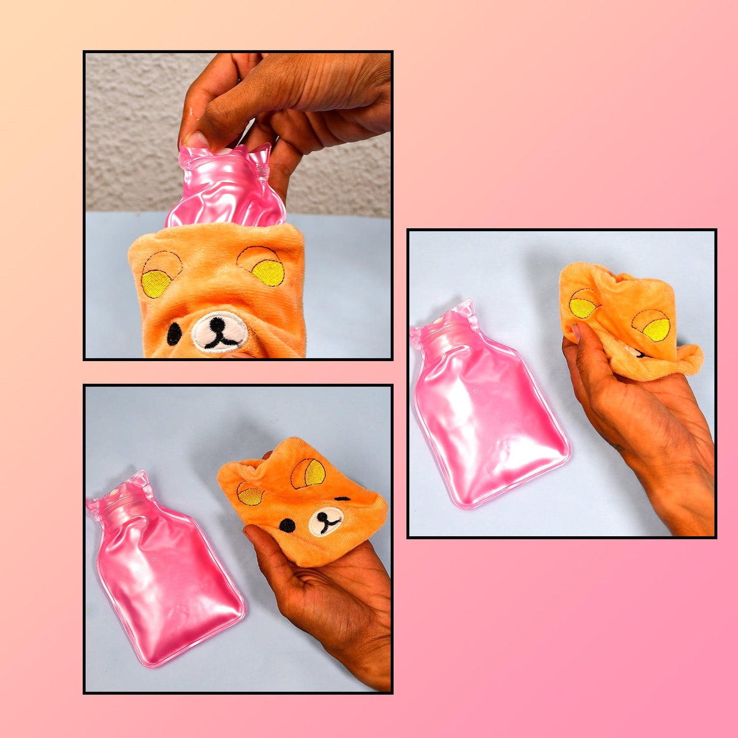 6503 Orange Panda small Hot Water Bag with Cover for Pain Relief, Neck, Shoulder Pain and Hand, Feet Warmer, Menstrual Cramps. DeoDap